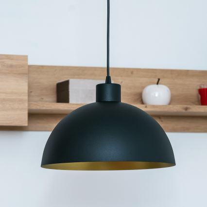 Ripplühter riputuskaabliga VESPER 1xE27/15W/230, läbimõõt 30 cm, must/kuldne