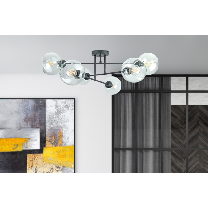 Ripplühter VASCO 6xE27/60W/230V must/läbipaistev