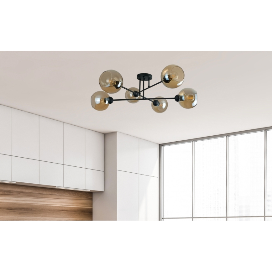 Ripplühter VASCO 6xE27/60W/230V must/suitsune beež