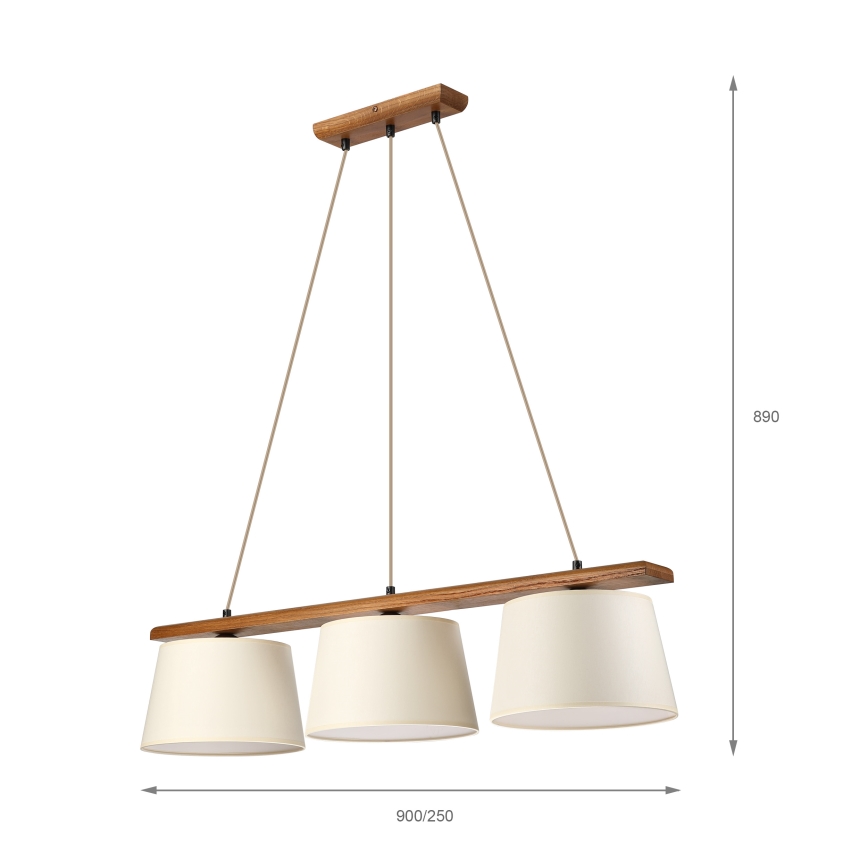 Rippvalgusti AIDA 3xE27/15W/230V Ø 25 cm tamm/kreemjas