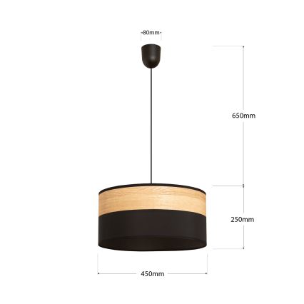 Rippvalgusti ALBA 1×E27/15W/230V, läbimõõt 45 cm, must/pruun