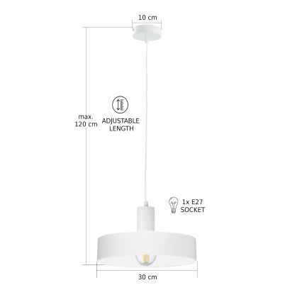 Rippvalgusti ARCANE kaabliga 1xE27/60W/230V valge