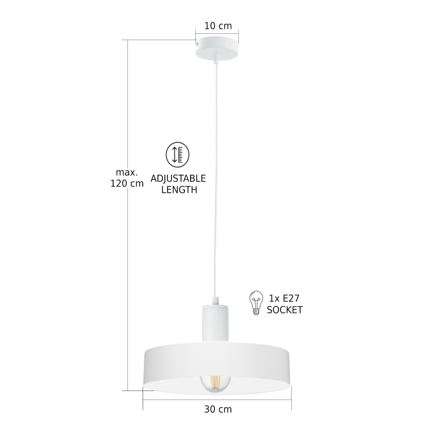 Rippvalgusti ARCANE kaabliga 1xE27/60W/230V valge
