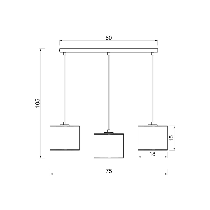 Rippvalgusti ARDEN kaablil 3xE27/15W/230V beež