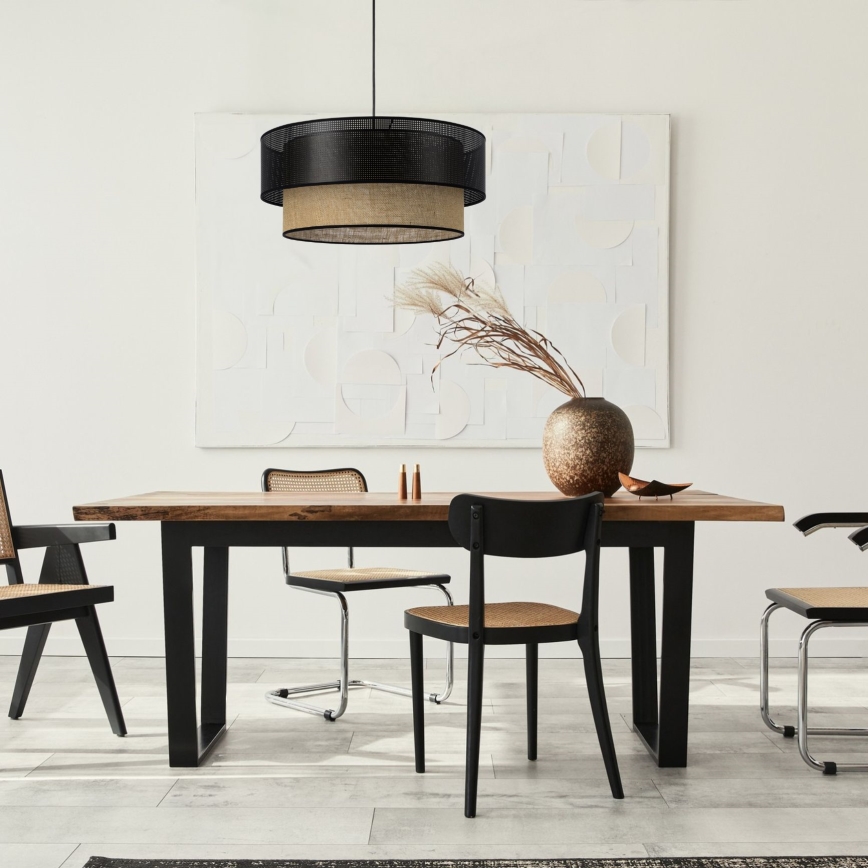 Rippvalgusti BORHO 1xE27/60W/230V Ø 40 cm must/juut