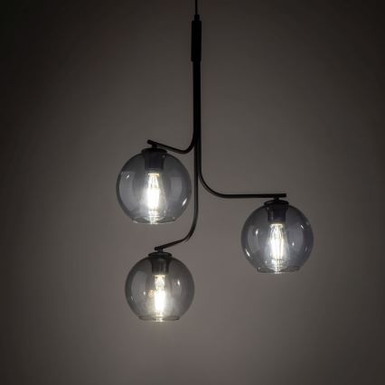 Rippvalgusti CESAR kaabliga 3xE27/15W/230V must/suitsuhall
