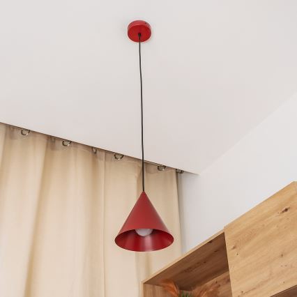 Rippvalgusti ETNA II trossil 1xE27/15W/230V, läbimõõt 18,5 cm, punane