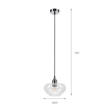 Rippvalgusti FLO kaabliga 1xE27/15W/230V läikiv kroom/selge