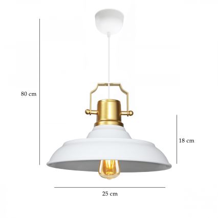 Rippvalgusti juhtmega AYD 1xE27/40W/230V valge/kuldne