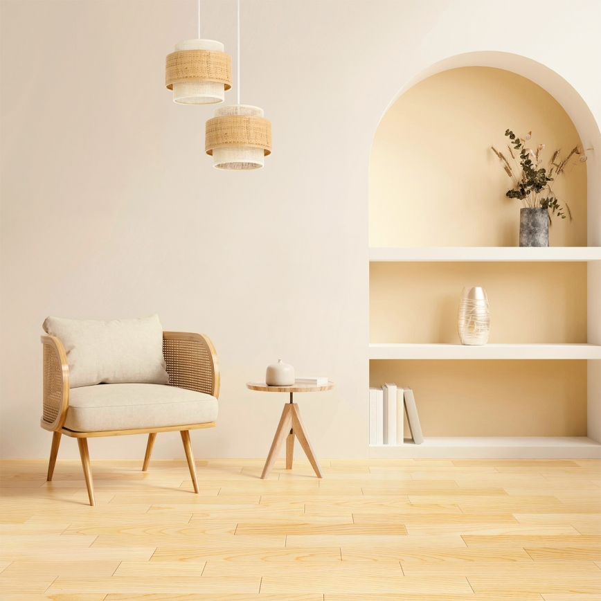 Rippvalgusti juhtmega BOHO 2xE27/60W/230V jute/kreemjas