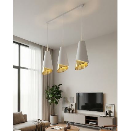 Rippvalgusti juhtmega MODA 3xE27/15W/230V valge/kuldne