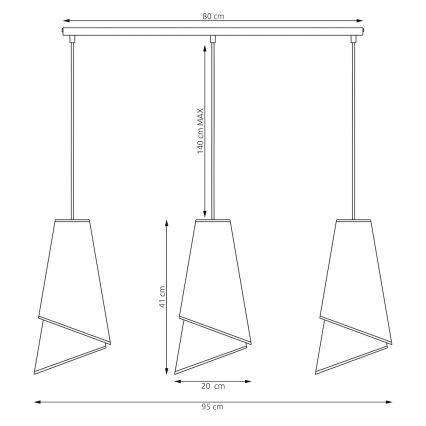 Rippvalgusti juhtmega MODA 3xE27/15W/230V valge/kuldne