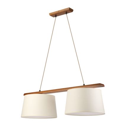 Rippvalgusti juhtmel AIDA 2xE27/15W/230V Ø 35 cm tamm/kreemjas