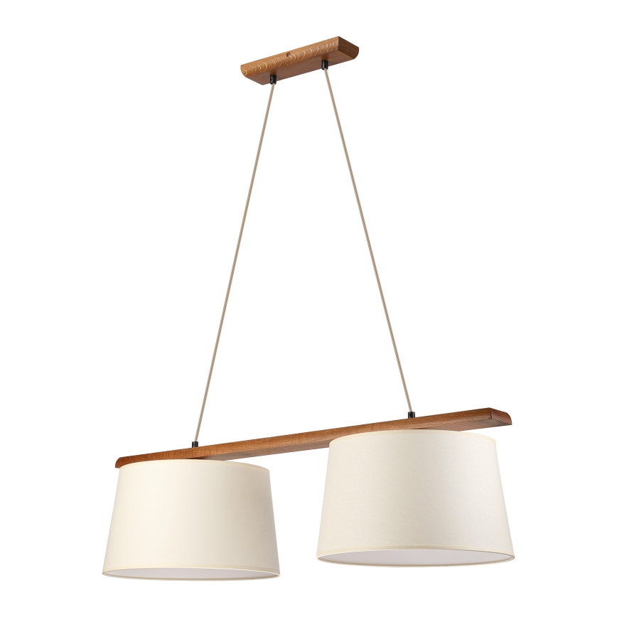 Rippvalgusti juhtmel AIDA 2xE27/15W/230V Ø 35 cm tamm/kreemjas