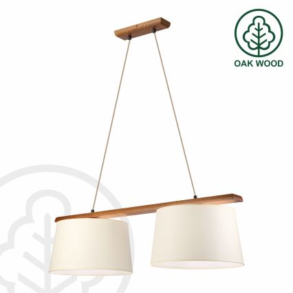 Rippvalgusti juhtmel AIDA 2xE27/15W/230V Ø 35 cm tamm/kreemjas