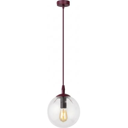 Rippvalgusti juhtmel COSMO 1xE14/10W/230V Ø 14 cm punane/läbipaistev