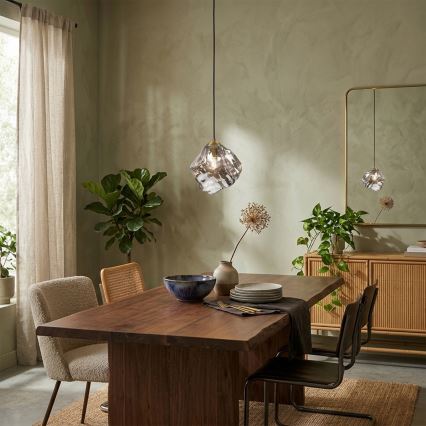 Rippvalgusti juhtmel CRISTAL 1xE14/15W/230V messing/suitsune must