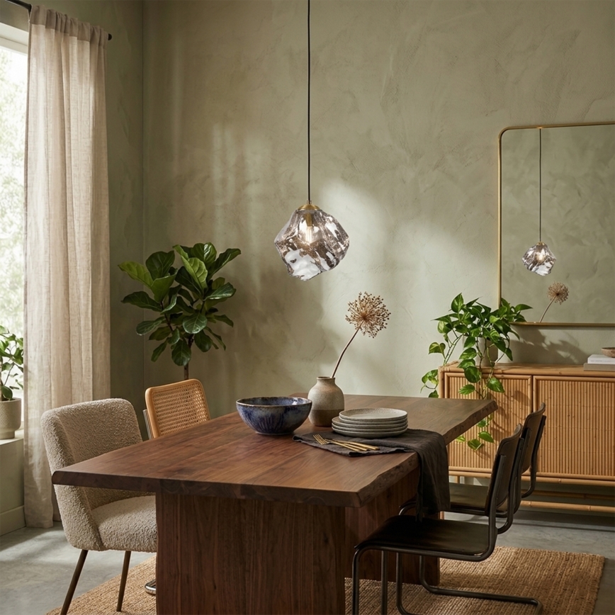 Rippvalgusti juhtmel CRISTAL 1xE14/15W/230V messing/suitsune must