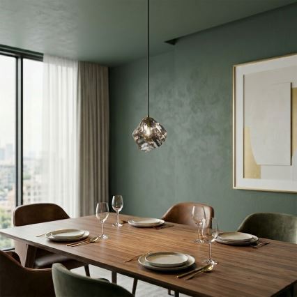 Rippvalgusti juhtmel CRISTAL 1xE14/15W/230V messing/suitsune must