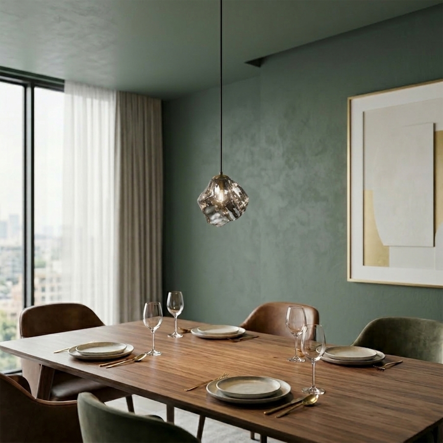 Rippvalgusti juhtmel CRISTAL 1xE14/15W/230V messing/suitsune must