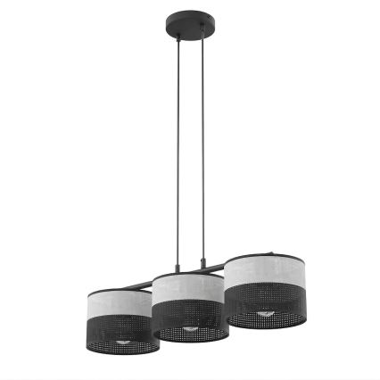 Rippvalgusti juhtmel KARBON 3xE27/15W/230V must/hall