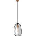 Rippvalgusti juhtmel OVELLA 1xE27/15W/230V, Ø 25 cm, must/männipuit