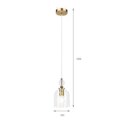 Rippvalgusti juhtmel VELARE 1xE27/15W/230V kuldne/läbipaistev