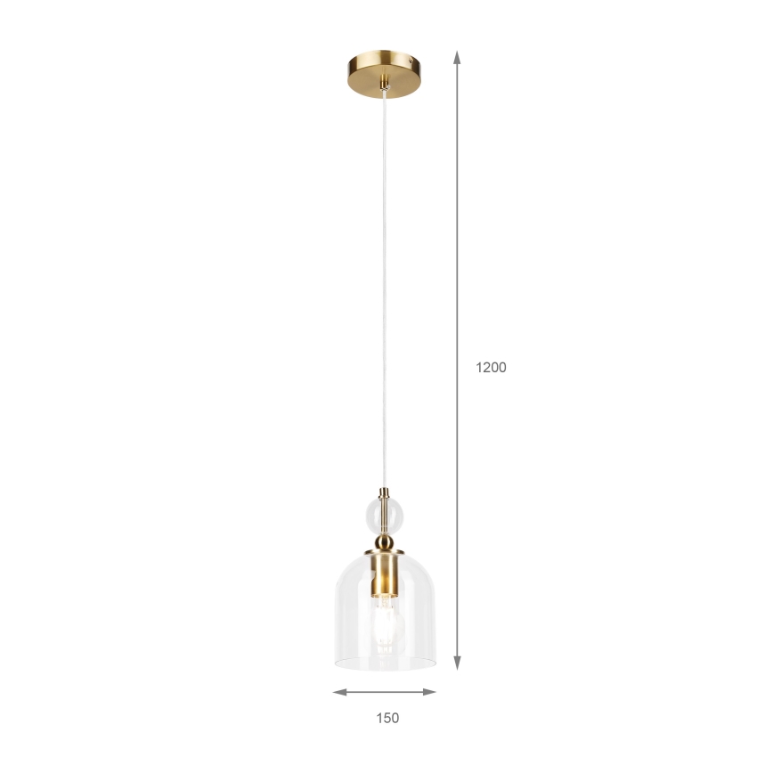 Rippvalgusti juhtmel VELARE 1xE27/15W/230V kuldne/läbipaistev