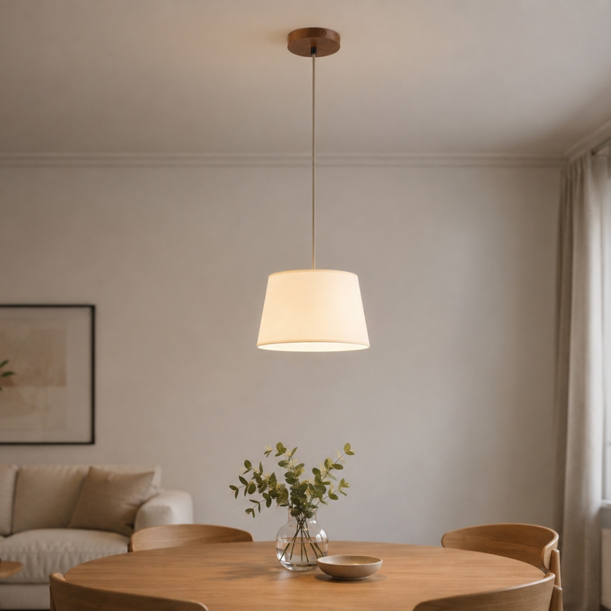 Rippvalgusti kaabliga AIDA 1xE27/15W/230V Ø25 cm tamm/kreemjas
