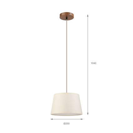 Rippvalgusti kaabliga AIDA 1xE27/15W/230V Ø25 cm tamm/kreemjas