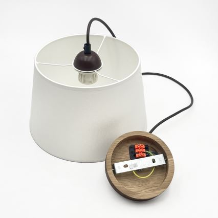 Rippvalgusti kaabliga AIDA 1xE27/60W/230V läbimõõt 25 cm tamm/pähkel/valge