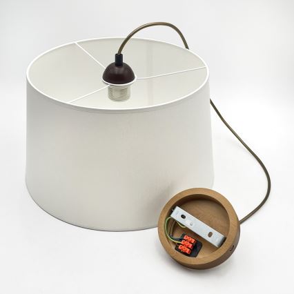 Rippvalgusti kaabliga AIDA 1xE27/60W/230V, läbimõõt 35 cm, tamm/pruun/valge