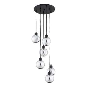Rippvalgusti kaabliga ARVENE 6xE27/15W/230V must/läikiv kroom