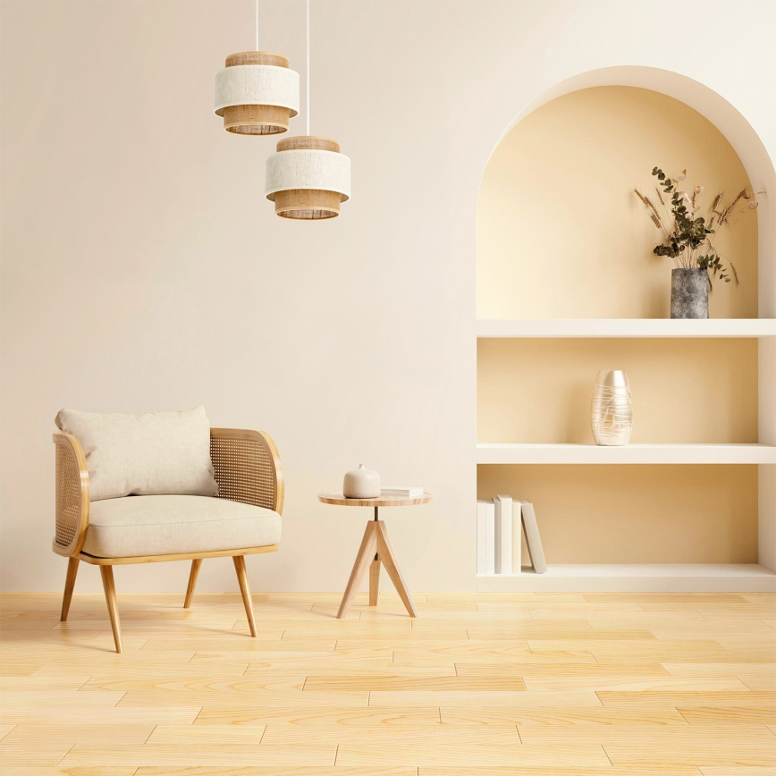 Rippvalgusti kaabliga BOHO 2xE27/60W/230V kreem/džuut