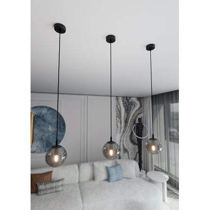 Rippvalgusti kaabliga COSMO 1xE14/10W/230V Ø 14 cm must/suitsune must