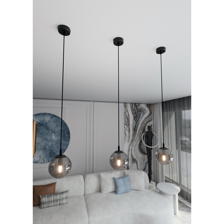 Rippvalgusti kaabliga COSMO 1xE14/10W/230V Ø 14 cm must/suitsune must
