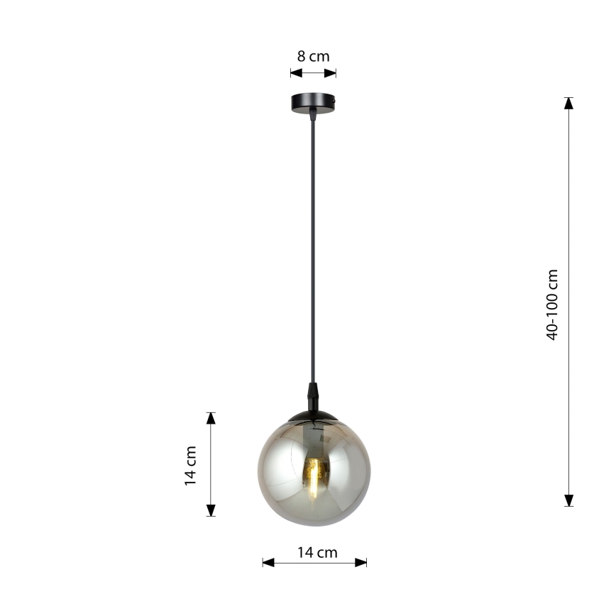 Rippvalgusti kaabliga COSMO 1xE14/10W/230V Ø 14 cm must/suitsune must