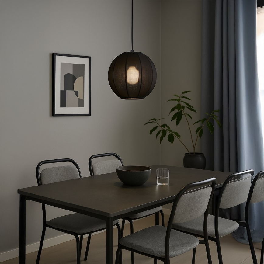 Rippvalgusti kaabliga DANA 1xE27/15W/230V Ø 25 cm, must