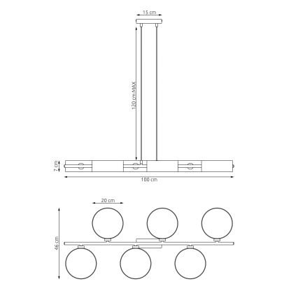 Rippvalgusti kaabliga DRUMZ 6xE14/10W/230V must/hall