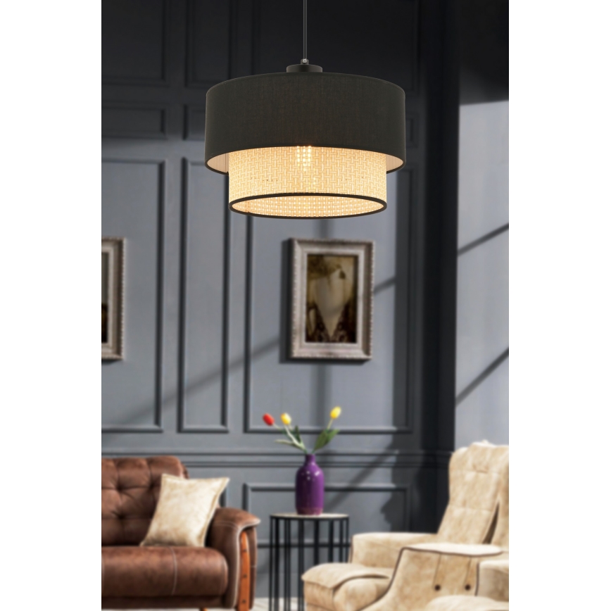 Rippvalgusti kaabliga ECHO 1xE27/60W/230V must/beež