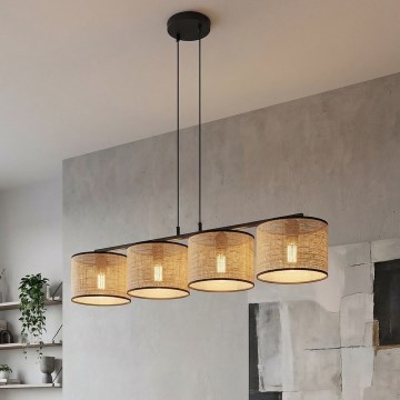 Rippvalgusti kaabliga ECO 4xE27/15W/230V beež/rotang
