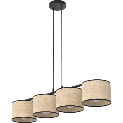 Rippvalgusti kaabliga ECO 4xE27/15W/230V beež/rotang