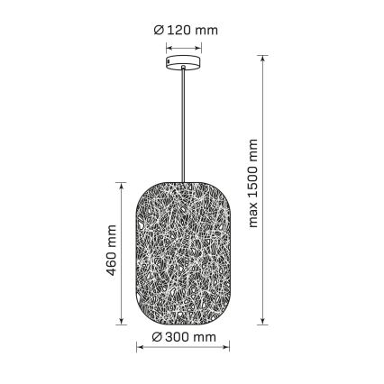 Rippvalgusti kaabliga ELLEN 1xE27/20W/230V läb. 30 cm antratsiit