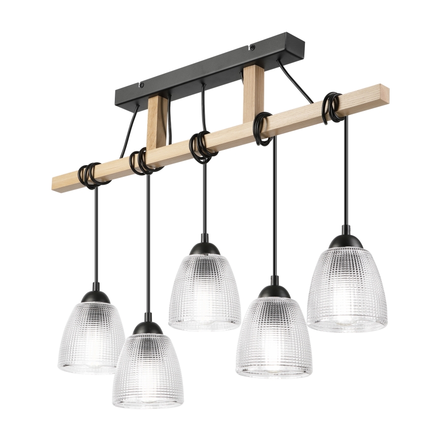 Rippvalgusti kaabliga LEANDRA 5xE27/15W/230V tamm/must