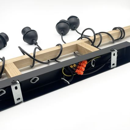 Rippvalgusti kaabliga LEANDRA 5xE27/15W/230V tamm/must