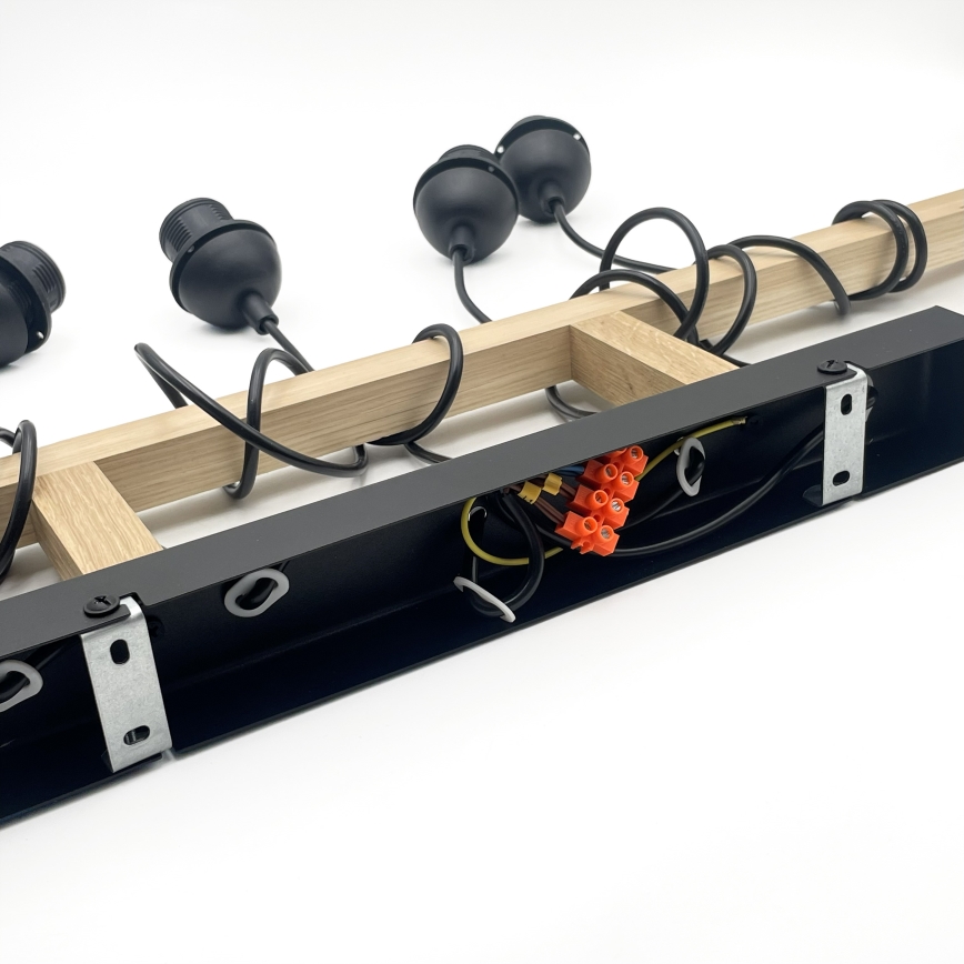 Rippvalgusti kaabliga LEANDRA 5xE27/15W/230V tamm/must