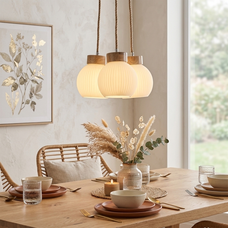 Rippvalgusti kaabliga LOOMIS 3xE27/15W/230V 83 cm beež/tamm