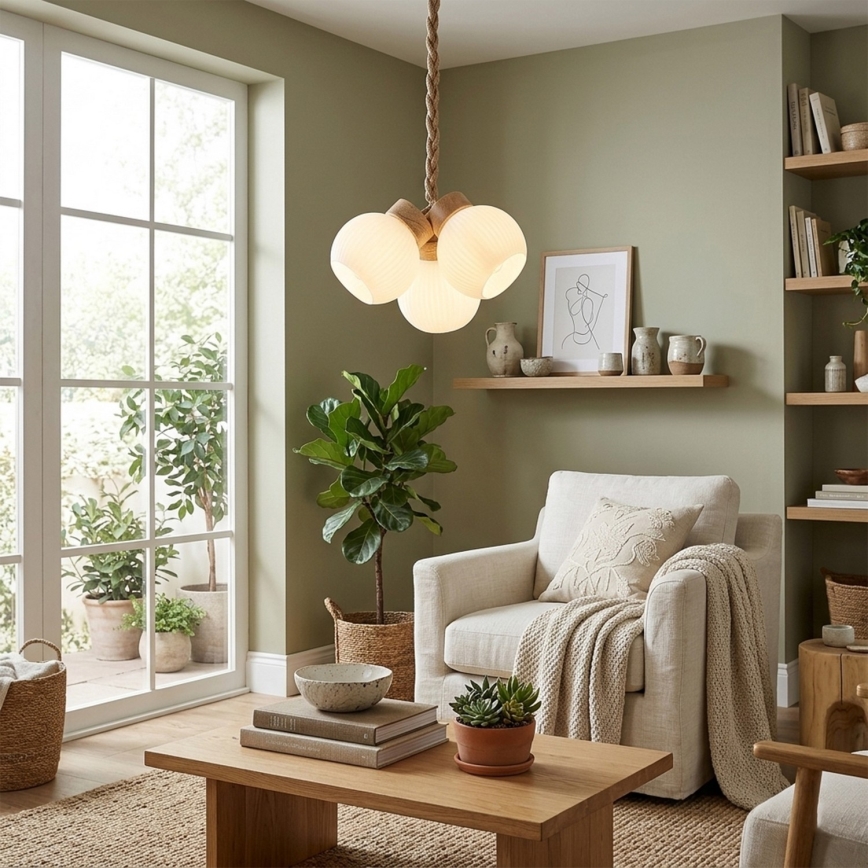 Rippvalgusti kaabliga LOOMIS 3xE27/15W/230V 83 cm beež/tamm