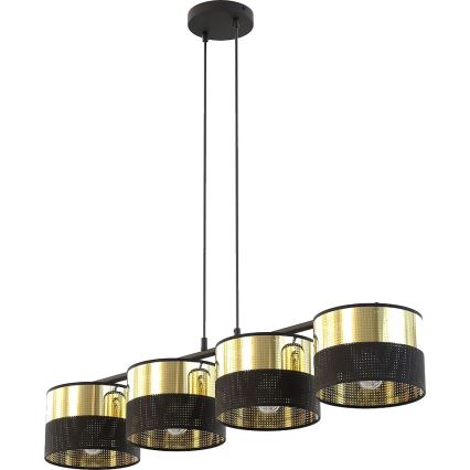 Rippvalgusti kaabliga LUX 4xE27/15W/230V must/kuldne
