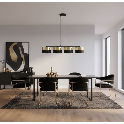 Rippvalgusti kaabliga LUX 4xE27/15W/230V must/kuldne